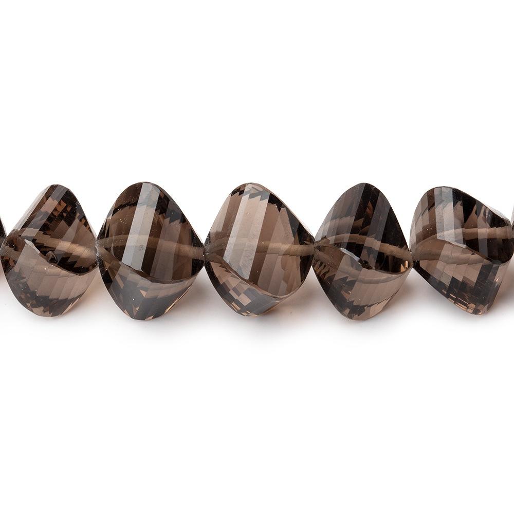 7-10mm Smoky Quartz Faceted Twist Beads 16 inch 47 pieces - Beadsofcambay.com