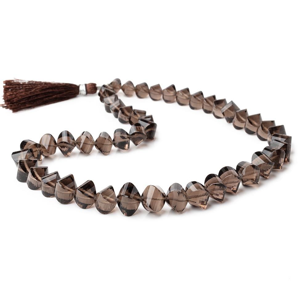 7-10mm Smoky Quartz Faceted Twist Beads 16 inch 47 pieces - Beadsofcambay.com
