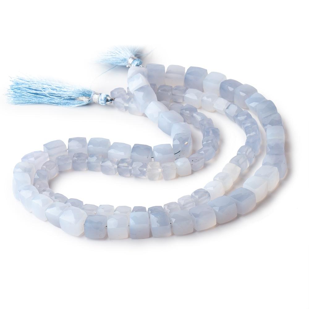 7-10mm Turkish Blue Chalcedony Faceted Cubes SET OF 2 STRANDS - 95 Beads - Beadsofcambay.com