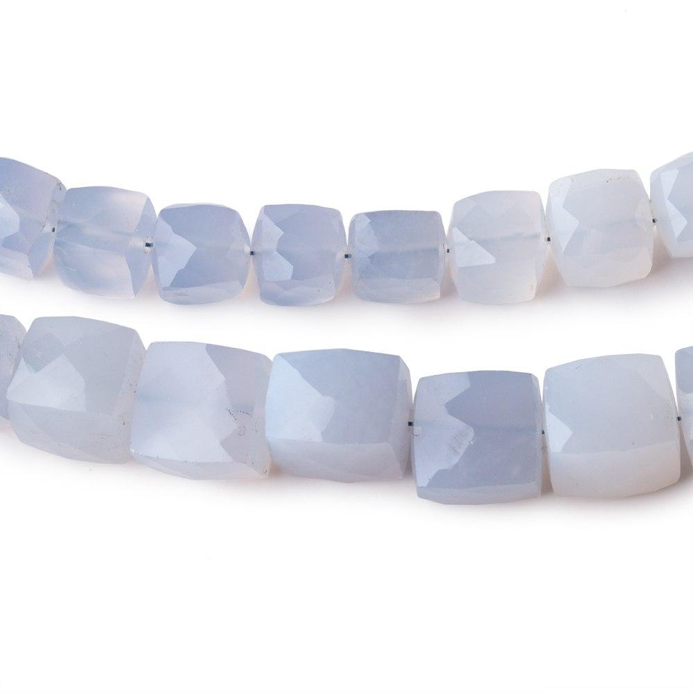 7-10mm Turkish Blue Chalcedony Faceted Cubes SET OF 2 STRANDS - 95 Beads - Beadsofcambay.com