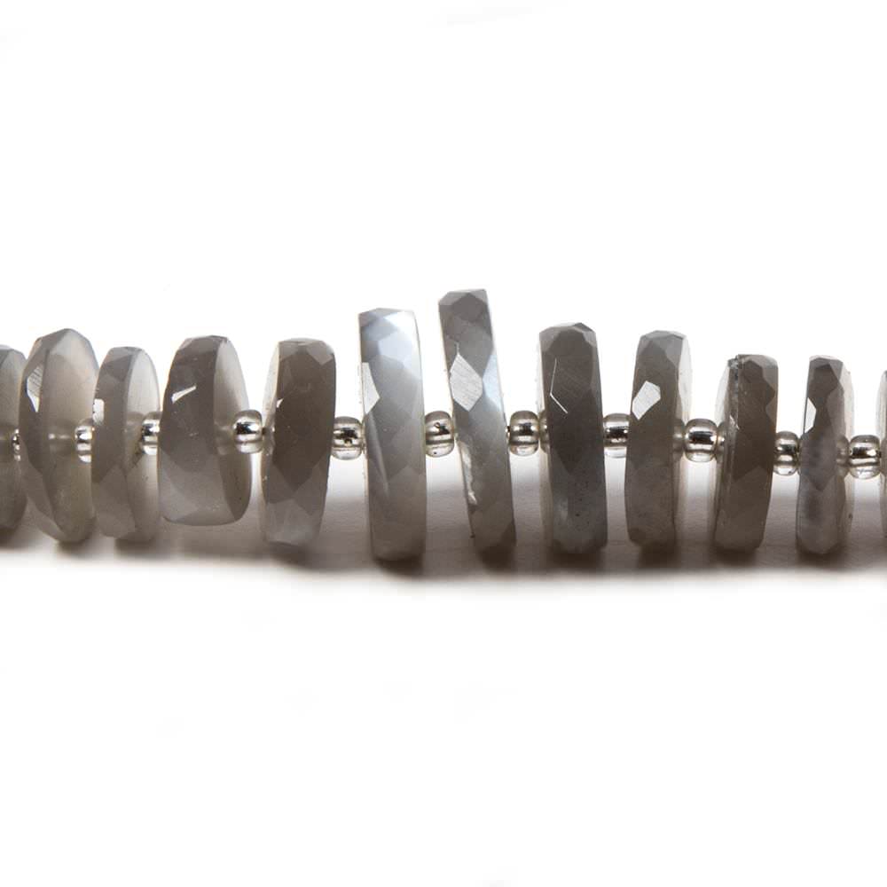 7-11.5mm Platinum Grey Moonstone faceted heshi beads 16 inch 92 pieces - Beadsofcambay.com