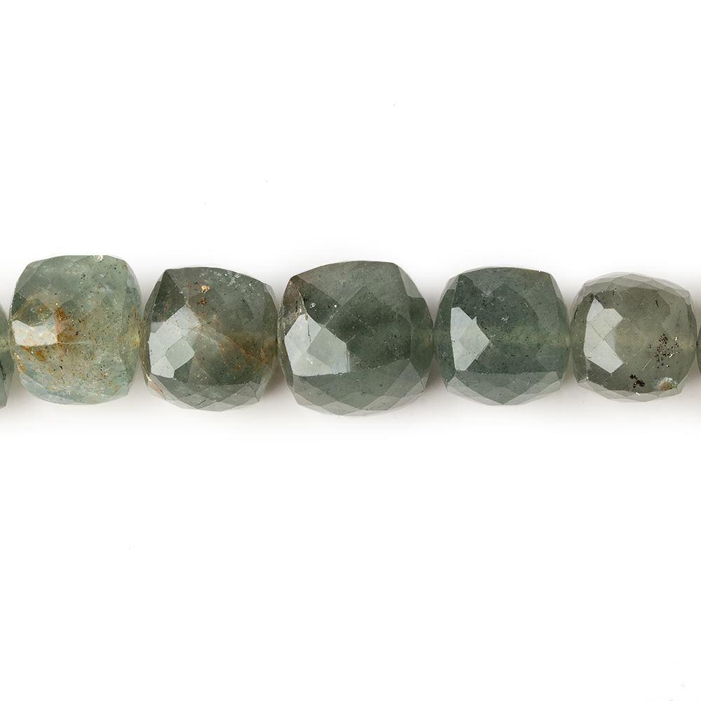 7-11mm Moss Aquamarine Faceted Cube Beads 9 inches 28 pieces - Beadsofcambay.com
