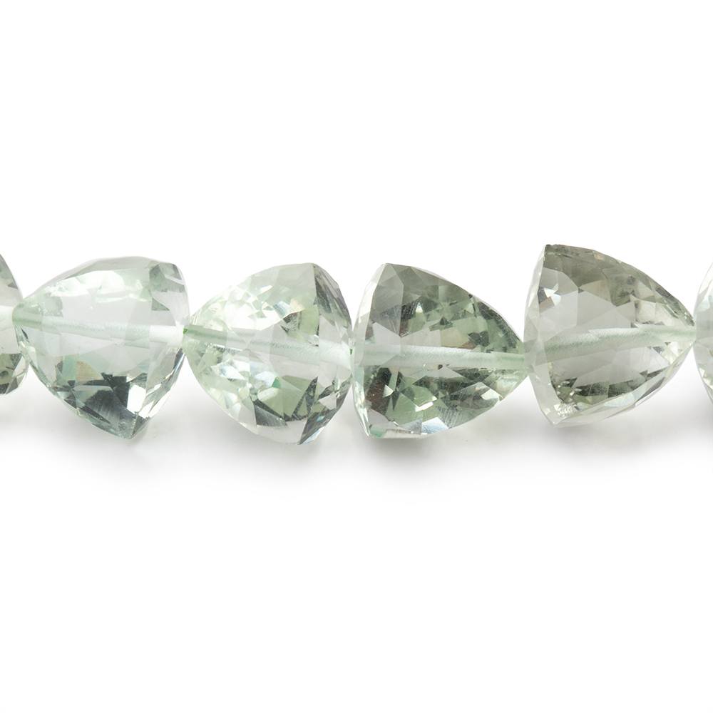 7-11mm Prasiolite Straight Drilled Trillion Beads 16 inch 50 pieces - Beadsofcambay.com