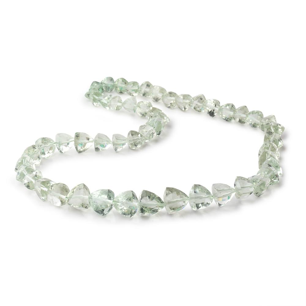 7-11mm Prasiolite Straight Drilled Trillion Beads 16 inch 50 pieces - Beadsofcambay.com