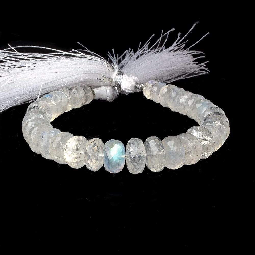 7-11mm Rainbow Moonstone Faceted Rondelles 7.5 inch 34 beads AAA - Beadsofcambay.com