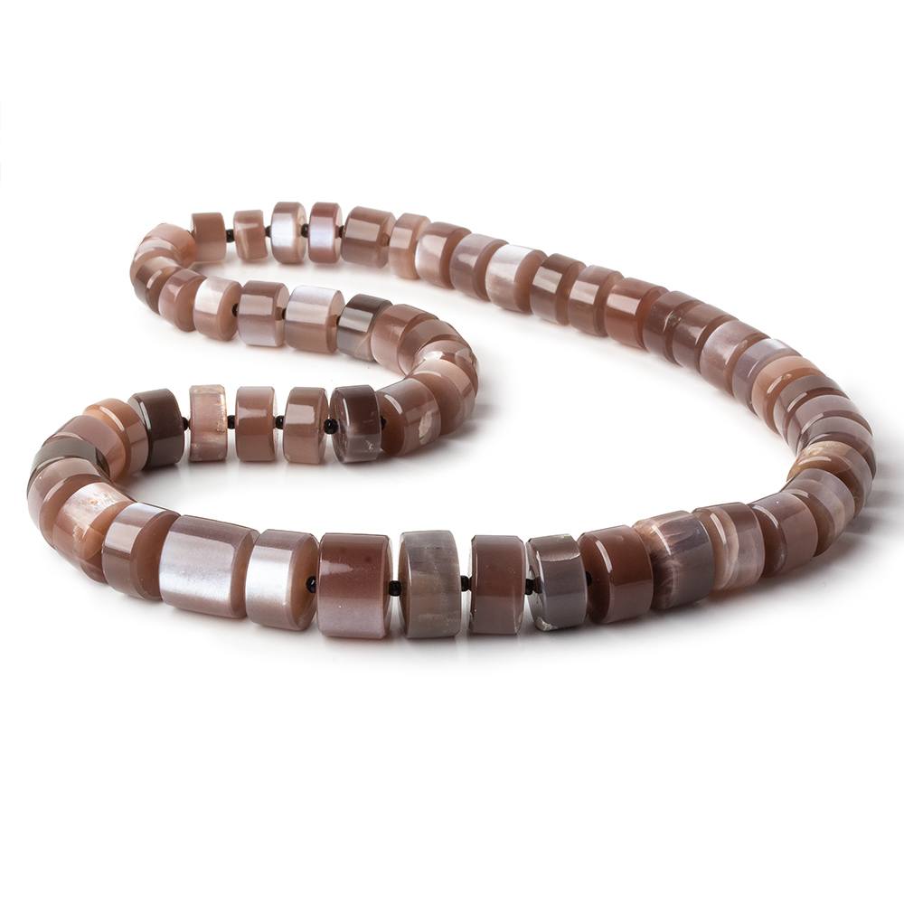 7-12.5mm Chocolate Brown Moonstone plain heshi beads 14 inch 56 pieces - Beadsofcambay.com