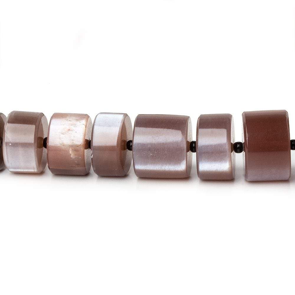 7-12.5mm Chocolate Brown Moonstone plain heshi beads 14 inch 56 pieces - Beadsofcambay.com
