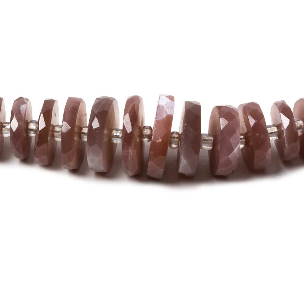 7-12.5mm Chocolate Moonstone faceted heshi beads 16 inch 88 pieces - Beadsofcambay.com