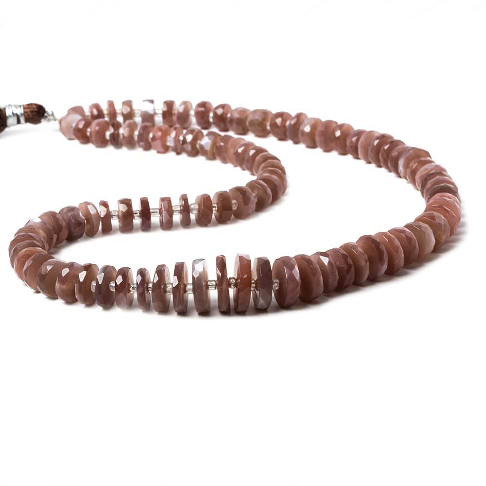 7-12.5mm Chocolate Moonstone faceted heshi beads 16 inch 88 pieces - Beadsofcambay.com