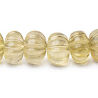 7-12.5mm Lemon Quartz Hand Carved Melon Rondelles 17 inch 59 Beads AA - Beadsofcambay.com