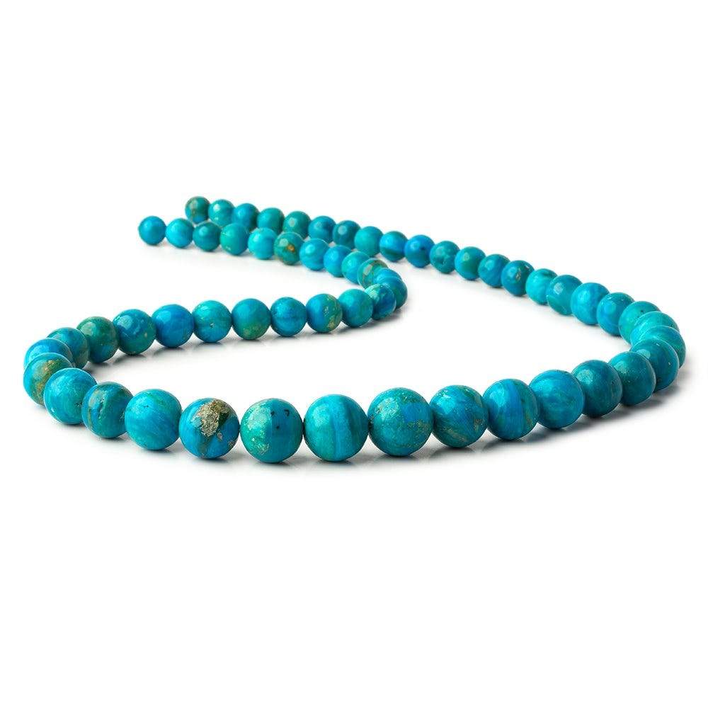 7-12.5mm Peruvian Blue Opalina plain rounds 19 inch 58 beads AAA - Beadsofcambay.com