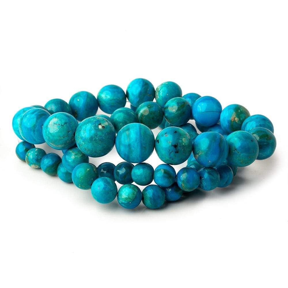 7-12.5mm Peruvian Blue Opalina plain rounds 19 inch 58 beads AAA - Beadsofcambay.com