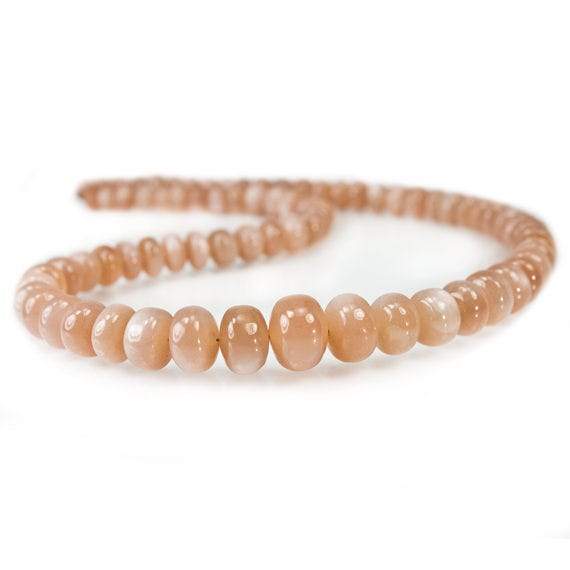 7-12mm Blush Peach Moonstone Plain Rondelle Beads 16 inch 77 pieces - Beadsofcambay.com