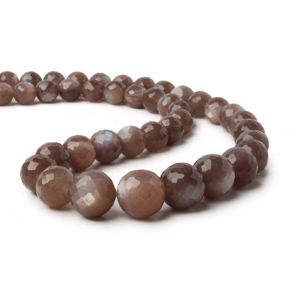 7-12mm Chocolate Moonstone faceted round beads 16 inch 44 pieces A - Beadsofcambay.com