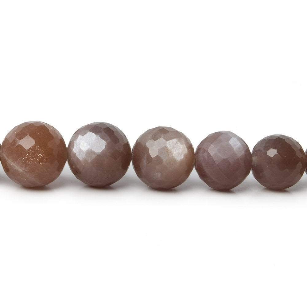 7-12mm Chocolate Moonstone faceted round beads 16 inch 44 pieces A - Beadsofcambay.com
