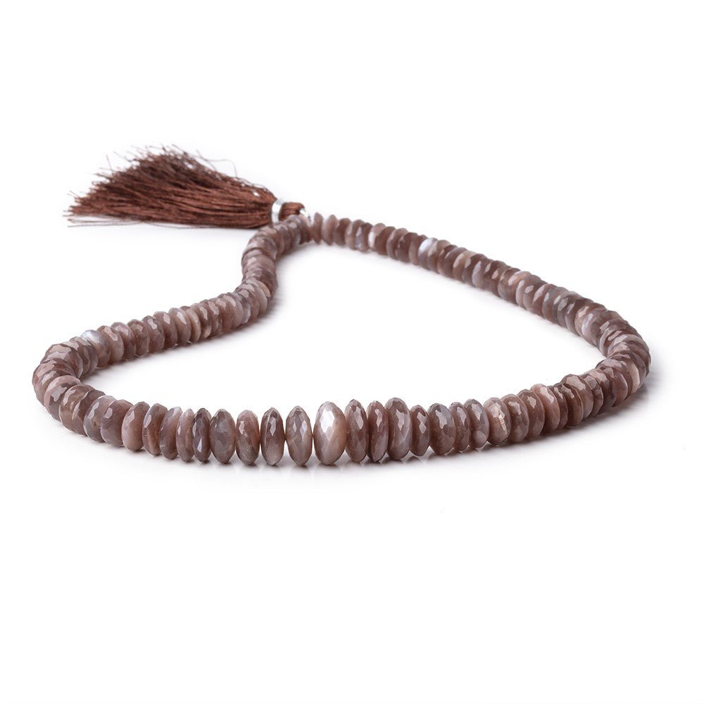 7-12mm Chocolate Moonstone German Faceted Rondelles 16 inch 109 Beads - Beadsofcambay.com