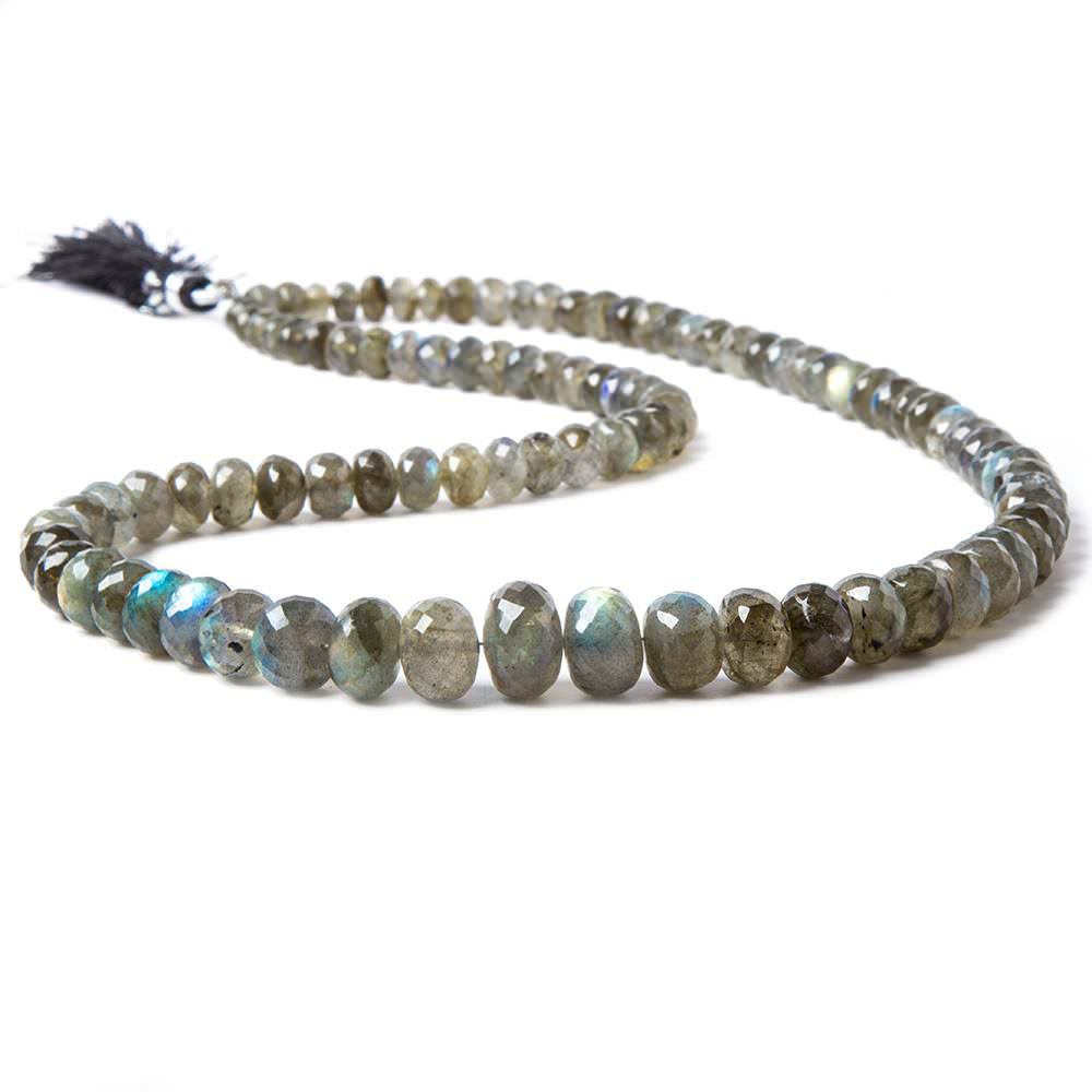 7-12mm Labradorite Faceted Rondelle 16 Inch 92 pieces - Beadsofcambay.com