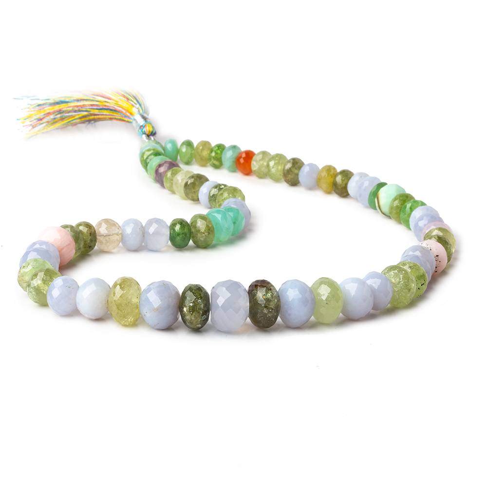 7-12mm Multi-gemstone Faceted Rondelle Beads 16 inch 67 pieces - Beadsofcambay.com
