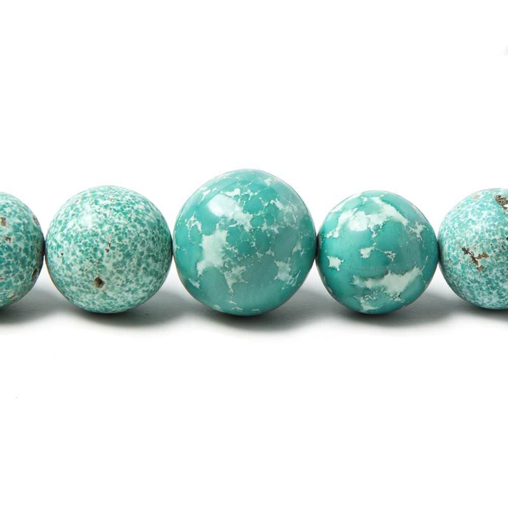 7-13.5mm Mongolian Turquoise plain round beads 18 inch 55 pieces - Beadsofcambay.com