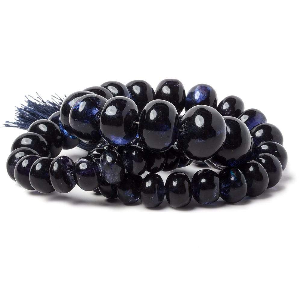 7-13mm Dark Blue Fluorite Plain Rondelle Beads 16 inch 54 pieces - Beadsofcambay.com