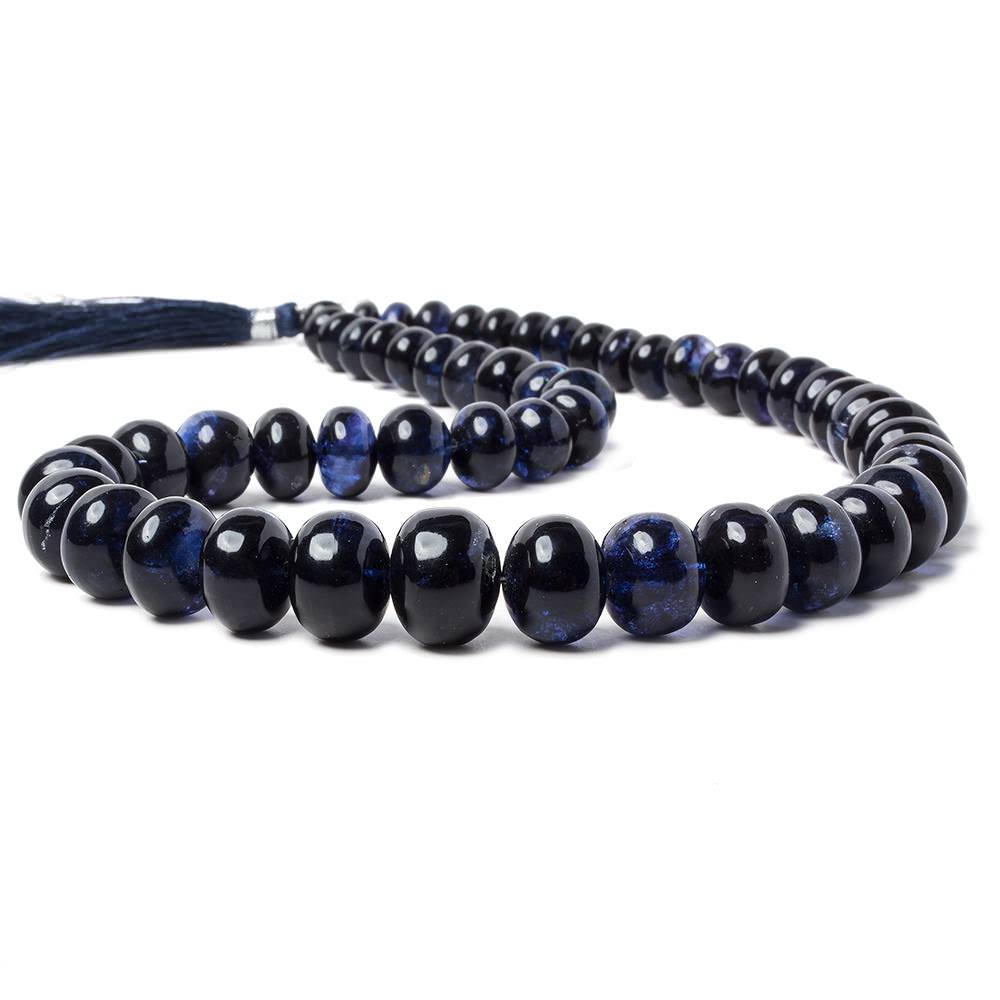 7-13mm Dark Blue Flourite Plain Rondelle Beads 16 inch 54 pieces - Beadsofcambay.com