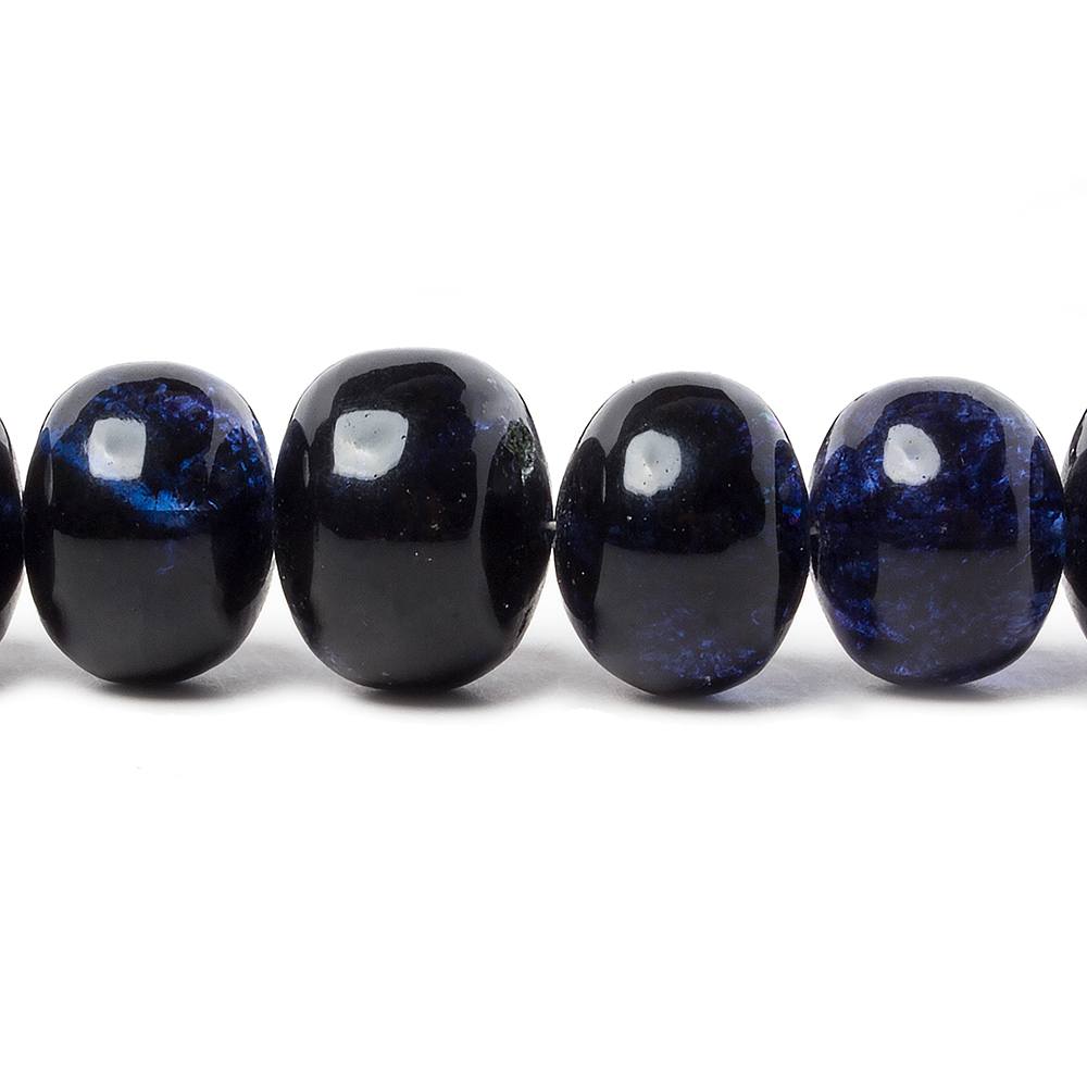 7-13mm Dark Blue Flourite Plain Rondelle Beads 16 inch 54 pieces - Beadsofcambay.com