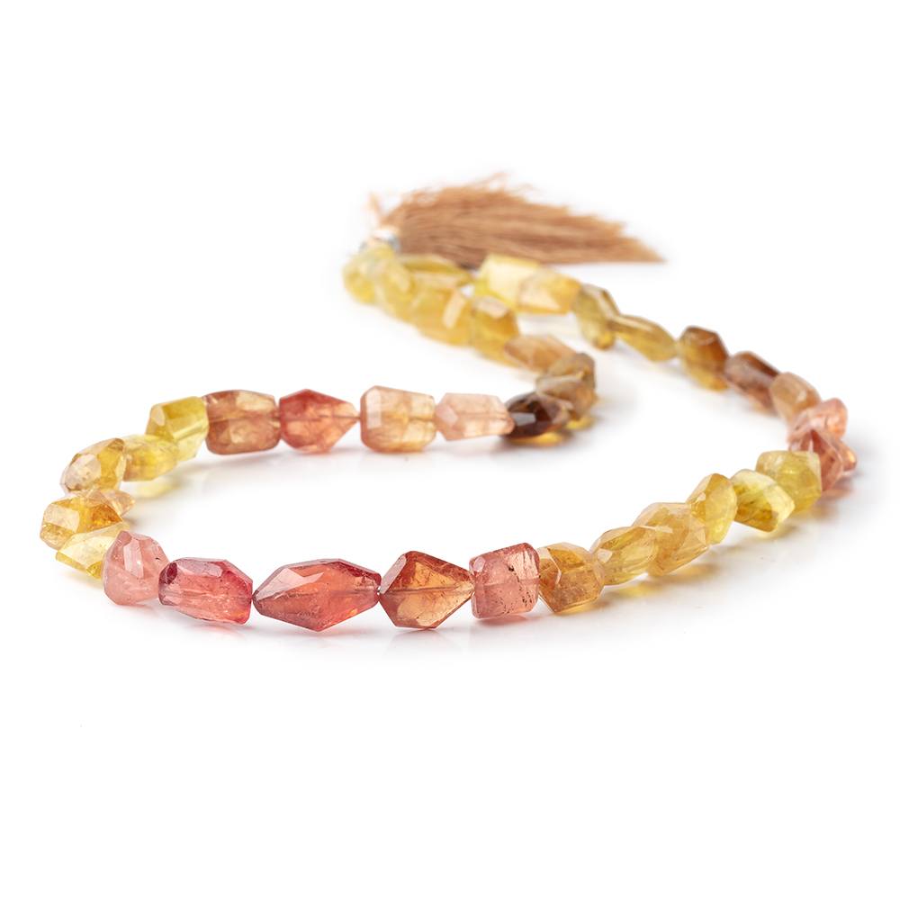 7-13mm Dravite Tourmaline Faceted Nugget Beads 15 inch 37 pieces - Beadsofcambay.com