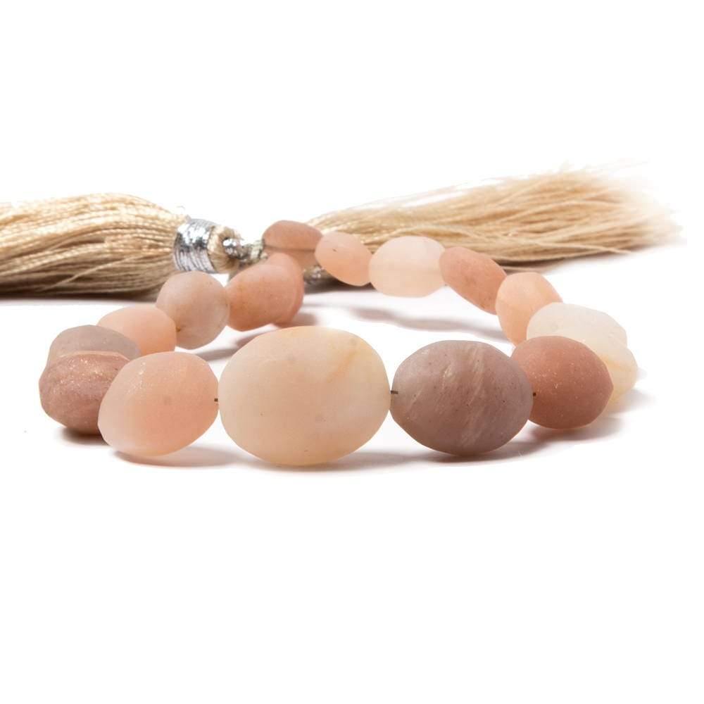 7-13mm Frosted Angel Skin Moonstone plain nugget beads 8 inch 17 pieces - Beadsofcambay.com