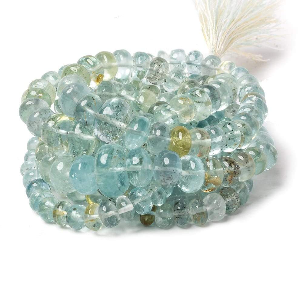 7-14mm Aquamarine and Helidore Plain Rondelle Lot of 3 Strands 279 Beads - Beadsofcambay.com