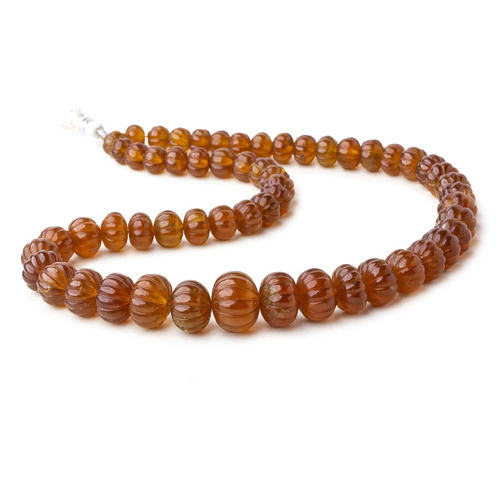 7-14mm Hessonite Garnet hand carved Melon rondelles 16 inch 57 beads AA Grade - Beadsofcambay.com