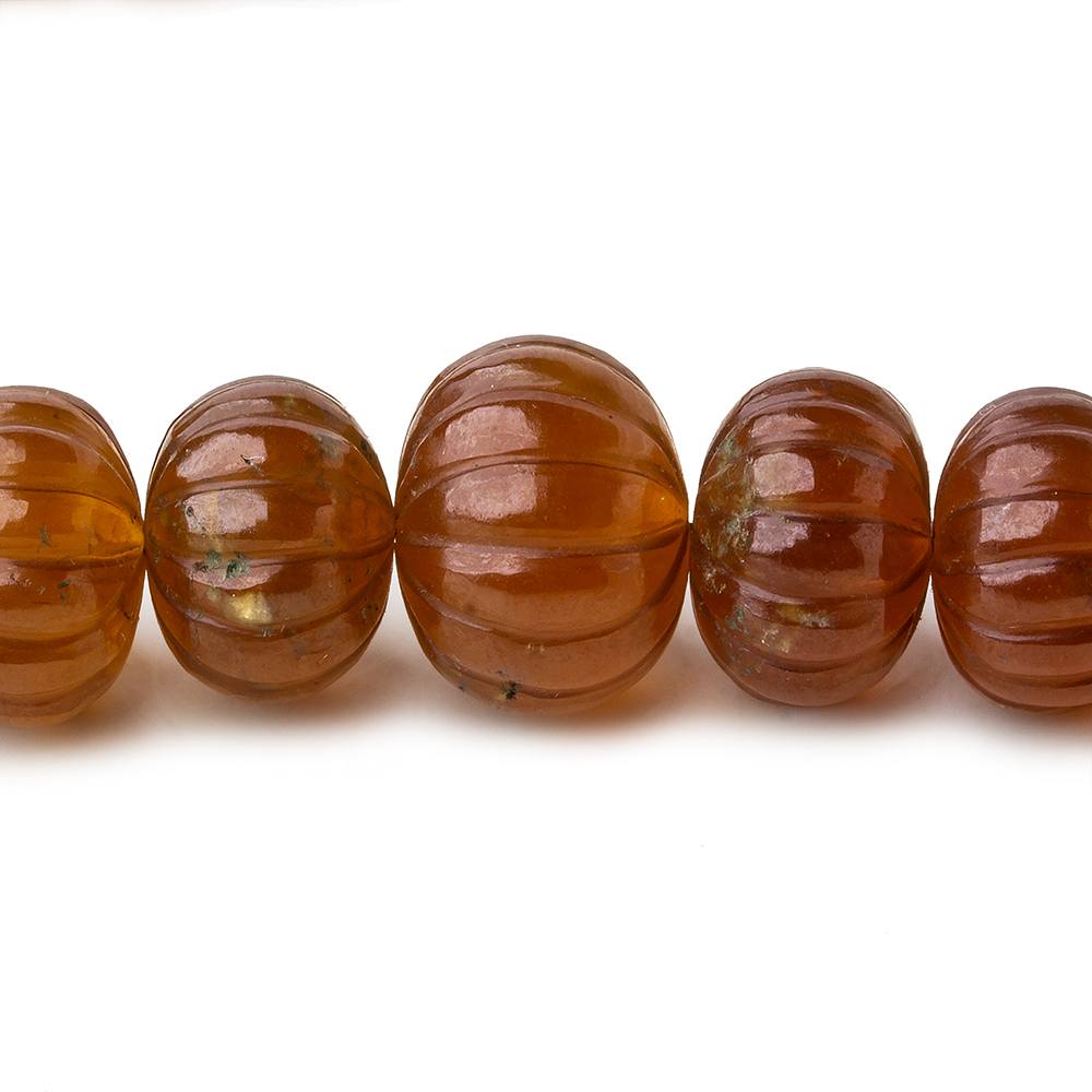 7-14mm Hessonite Garnet hand carved Melon rondelles 16 inch 57 beads AA Grade - Beadsofcambay.com