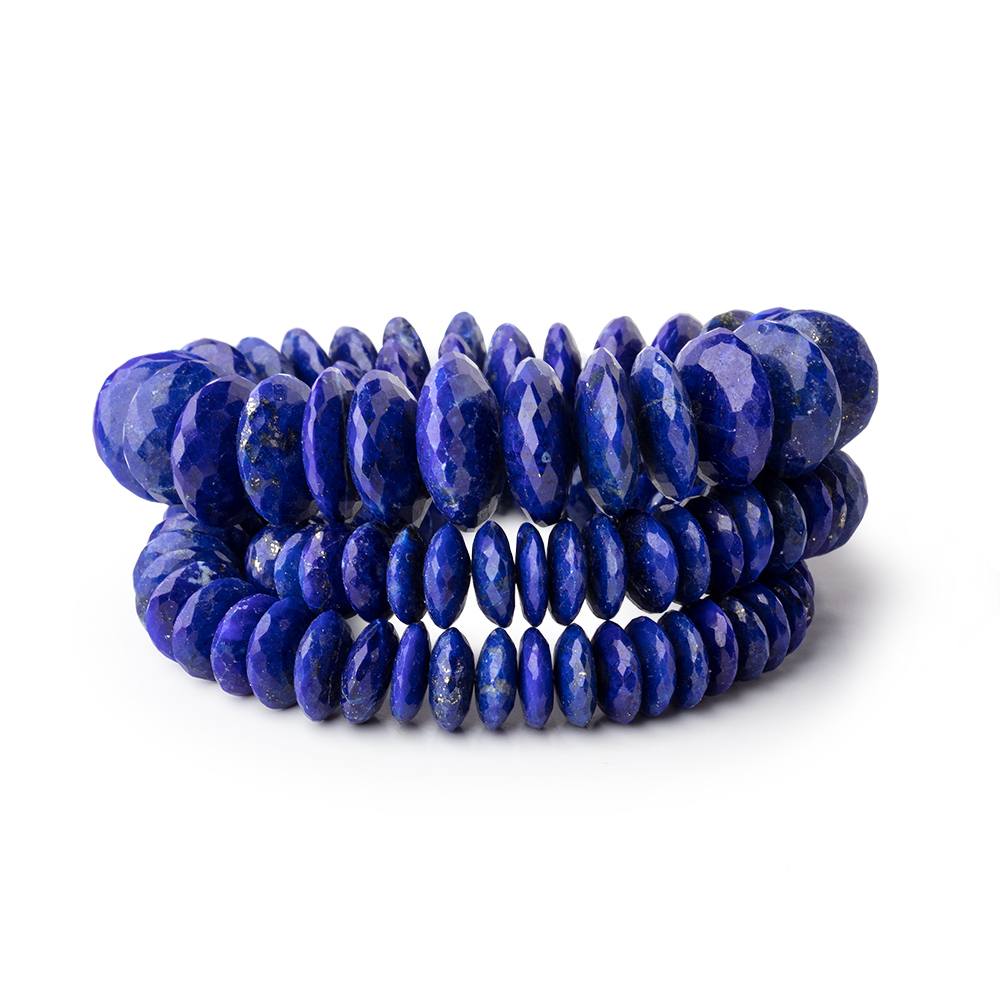 7-14mm Lapis Lazuli German Cut Rondelle Beads 16 inch 112 pieces AAA - Beadsofcambay.com