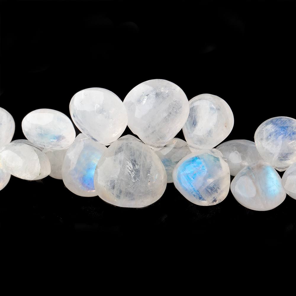 7-14mm Rainbow Moonstone plain heart beads 16 inch 100 pieces AA - Beadsofcambay.com