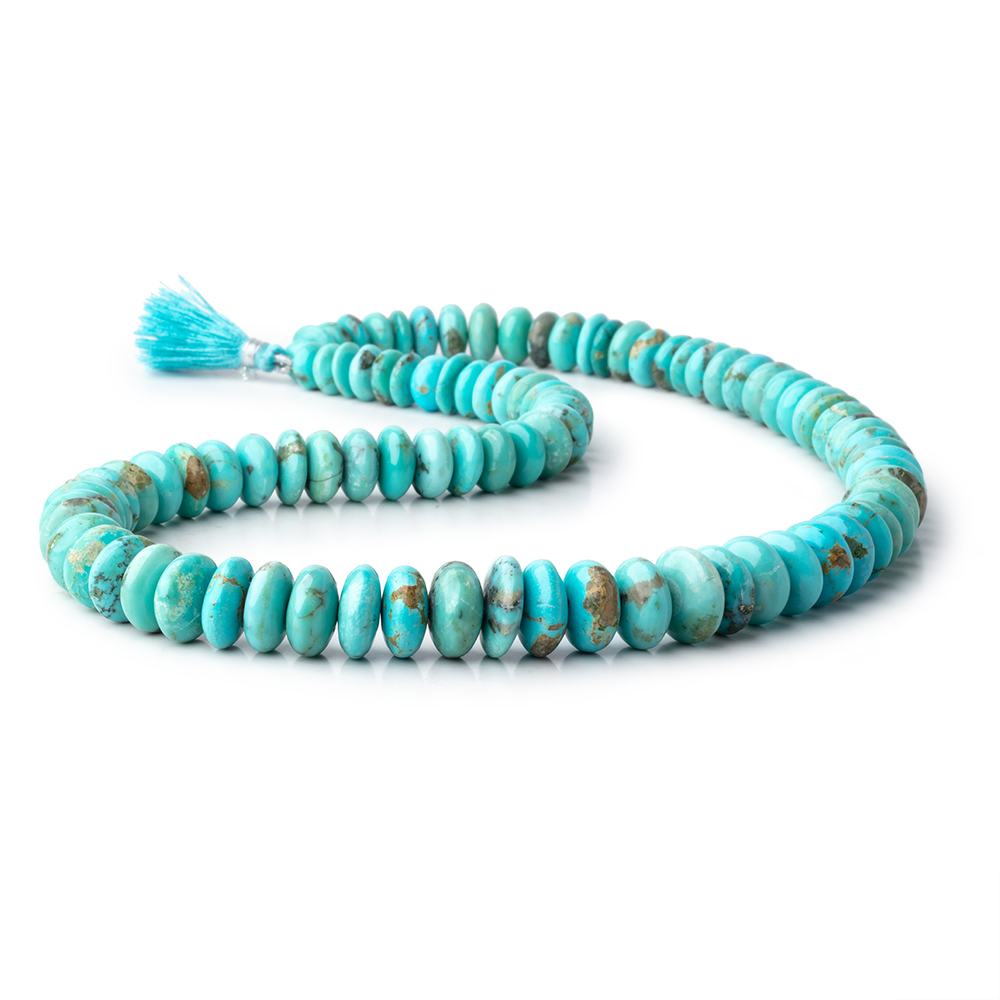 7-14mm Sleeping Beauty Turquoise Plain Rondelle Beads 20 inch 93 pieces AAA - Beadsofcambay.com