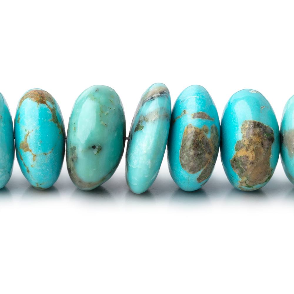 7-14mm Sleeping Beauty Turquoise Plain Rondelle Beads 20 inch 93 pieces AAA - Beadsofcambay.com