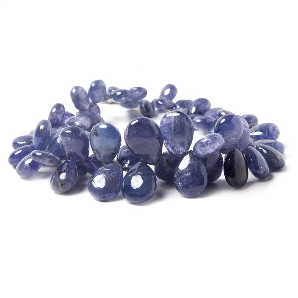 7-15mm Tanzanite Beads Plain Pears, A Quality 8.25 inch 62 pieces - Beadsofcambay.com