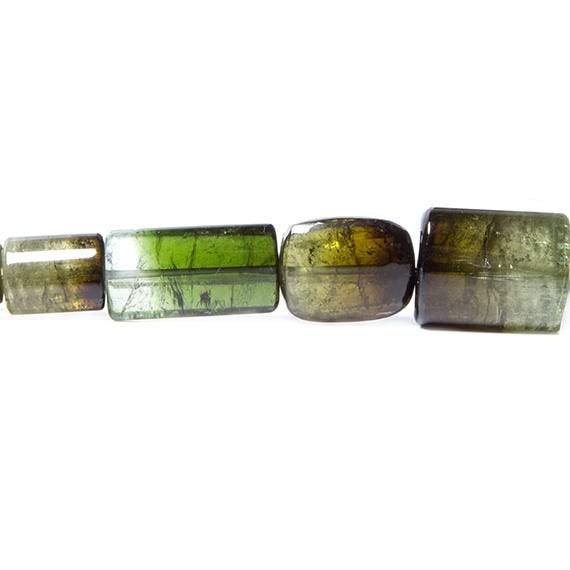 7-18mm Bi-tonal Avocado Green Tourmaline Beads Plain Tube 39 pcs - Beadsofcambay.com