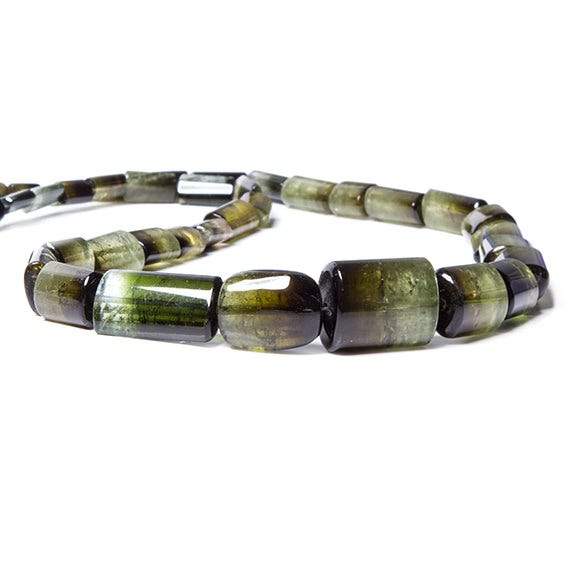 7-18mm Bi-tonal Avocado Green Tourmaline Beads Plain Tube 39 pcs - Beadsofcambay.com