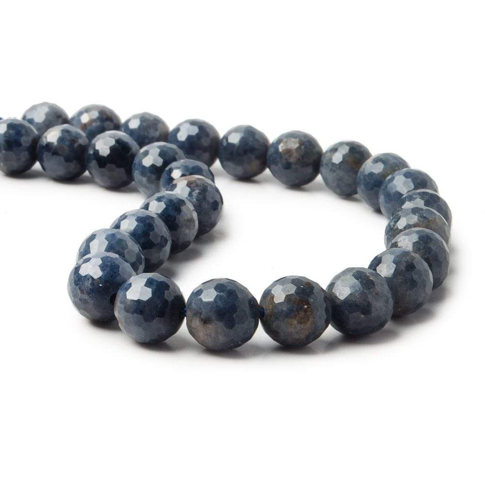 7-7.5mm Blue Sapphire Faceted Round Beads 8 inch 27 pieces A - Beadsofcambay.com