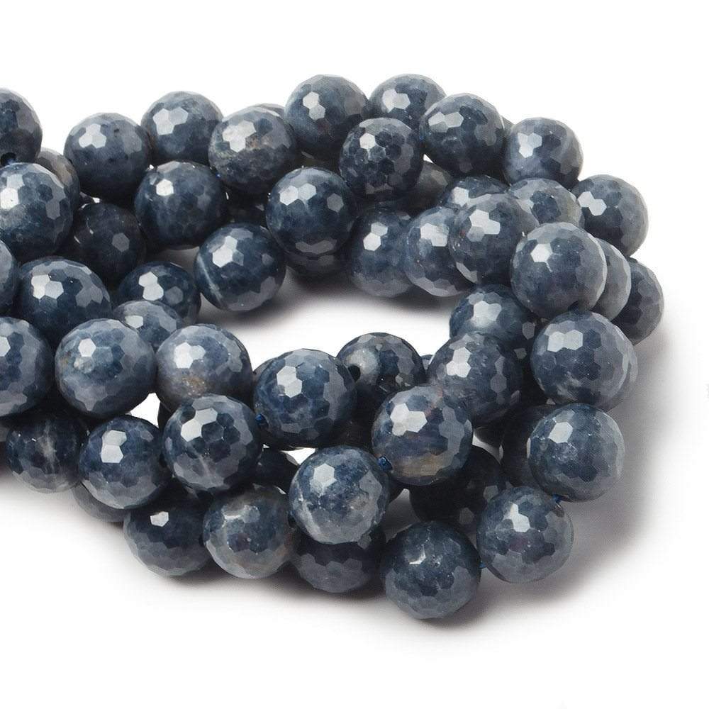 7-7.5mm Blue Sapphire Faceted Round Beads 8 inch 27 pieces A - Beadsofcambay.com
