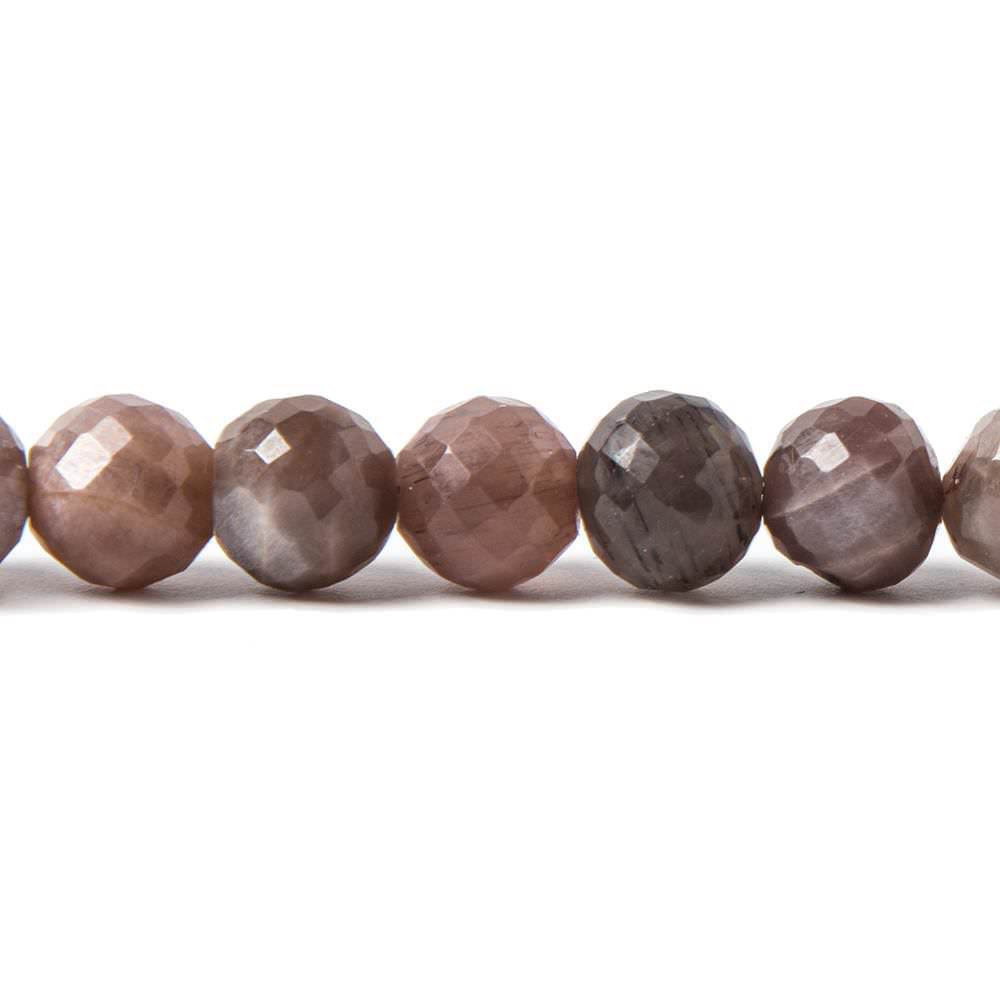 7-7.5mm Chocolate Moonstone faceted round beads 8 inch 28 pieces - Beadsofcambay.com