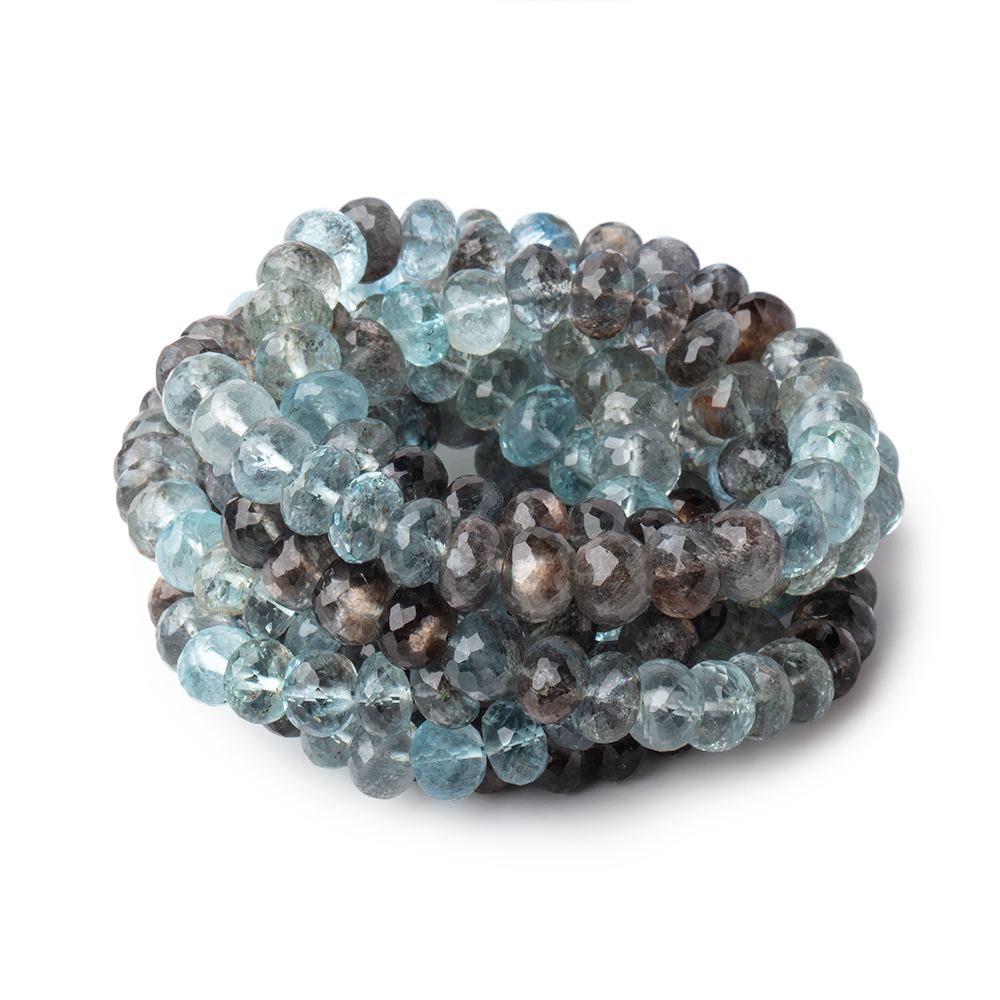 7-7.5mm Copper Moss Aquamarine Faceted Rondelle Beads 16 inch 74 pieces AAA - Beadsofcambay.com