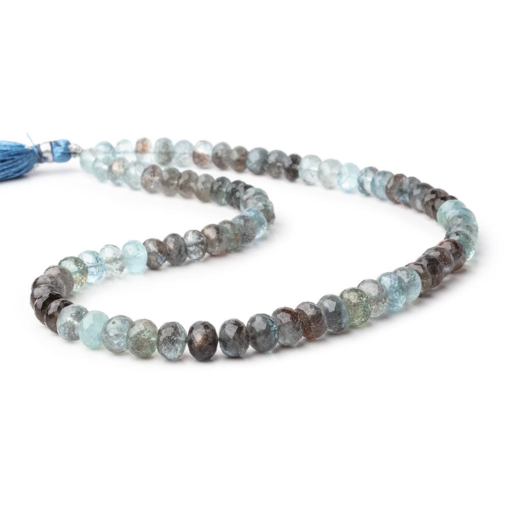 7-7.5mm Copper Moss Aquamarine Faceted Rondelle Beads 16 inch 74 pieces AAA - Beadsofcambay.com