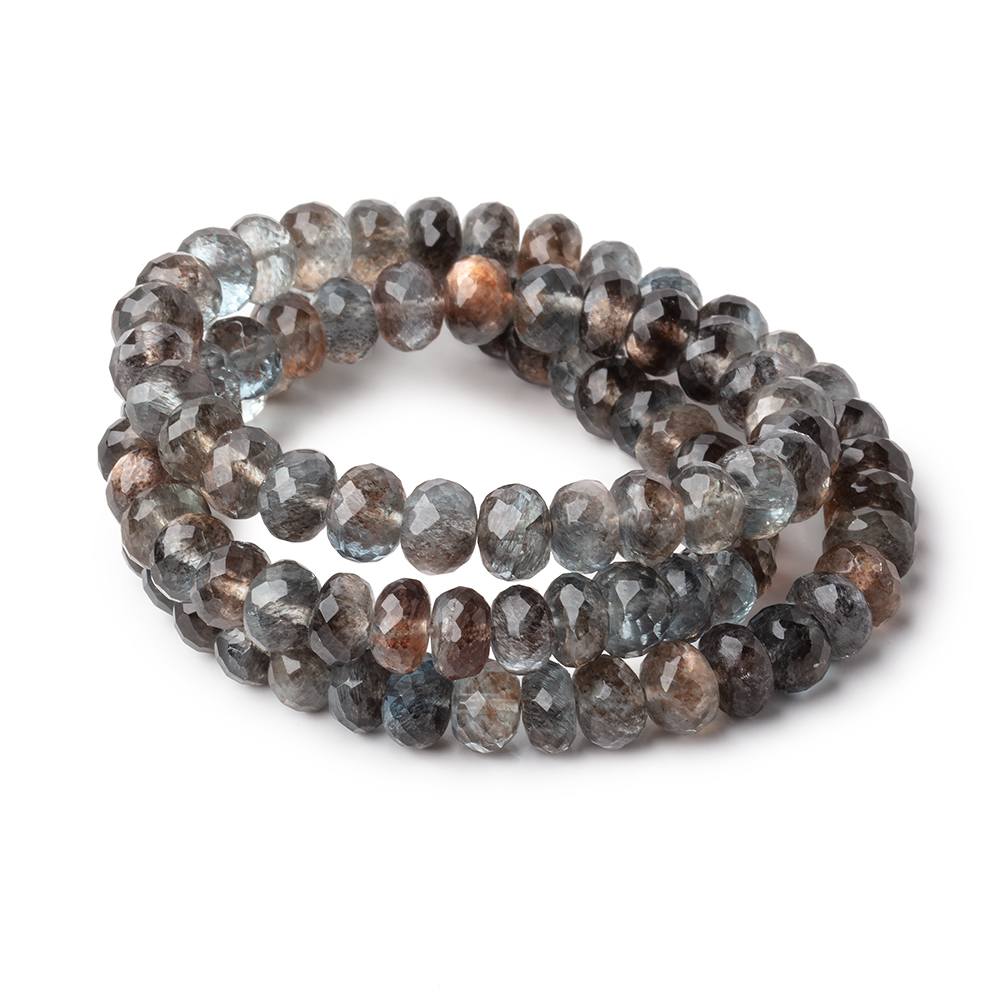 7-7.5mm Copper Moss Aquamarine Faceted Rondelle Beads 18 inch 96 pieces AAA - Beadsofcambay.com