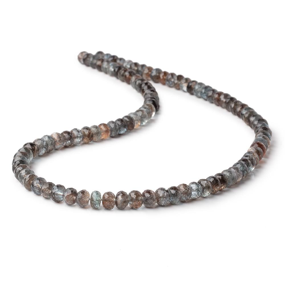 7-7.5mm Copper Moss Aquamarine Faceted Rondelle Beads 18 inch 96 pieces AAA - Beadsofcambay.com