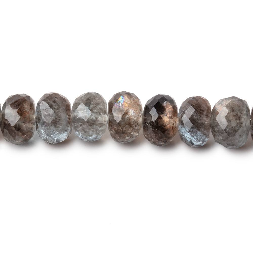 7-7.5mm Copper Moss Aquamarine Faceted Rondelle Beads 18 inch 96 pieces AAA - Beadsofcambay.com