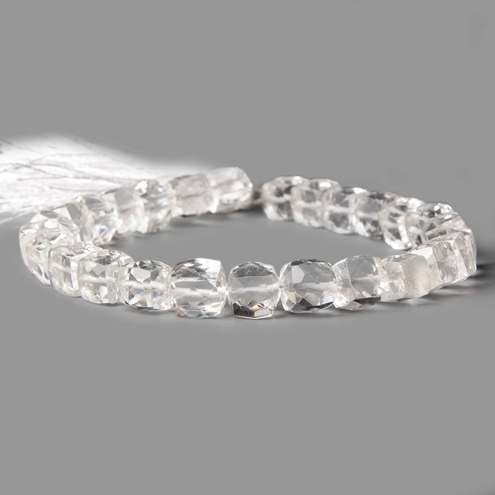 7-7.5mm Crystal Quartz Faceted Cubes 25 Beads 8 inch - Beadsofcambay.com