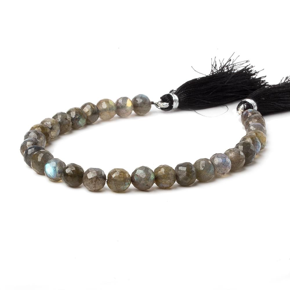 7-7.5mm Labradorite faceted round beads 8 inch 28 pieces A - Beadsofcambay.com