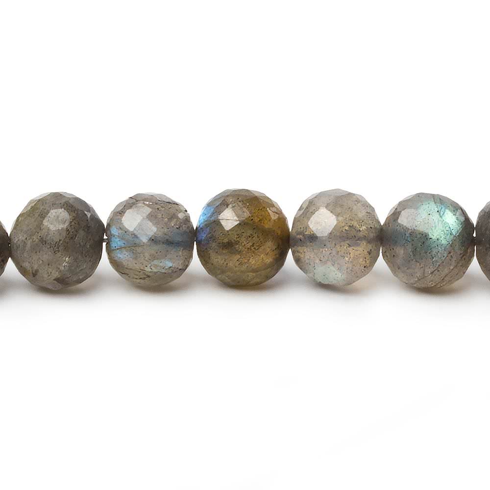 7-7.5mm Labradorite faceted round beads 8 inch 28 pieces A - Beadsofcambay.com