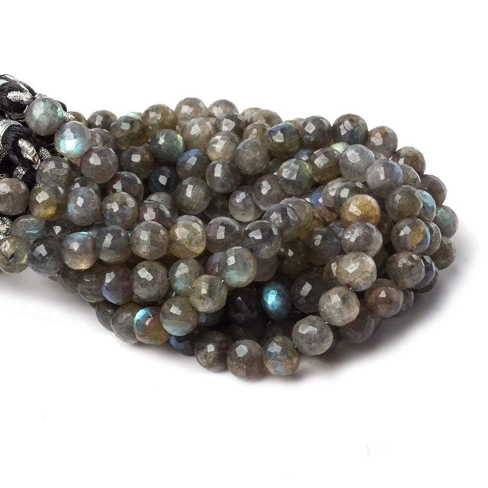 7-7.5mm Labradorite faceted round beads 8 inch 28 pieces A - Beadsofcambay.com